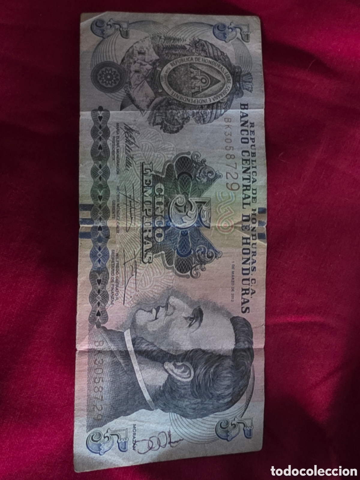 Billetes extranjeros: BILLETE 5 LEMPIRAS HONDURAS