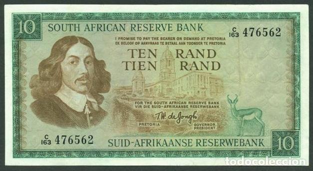 Billetes extranjeros: SUDAFRICA (Africa del Sur). 10 rand (1967-74). Pick 114 b. Primer renglon en ingles.