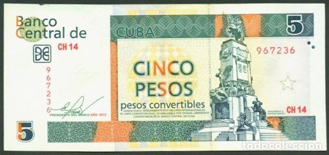 Billetes extranjeros: CUBA. 5 pesos convertibles 2013.
