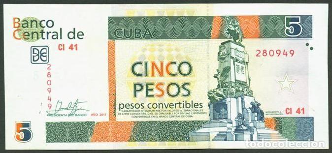 Billetes extranjeros: CUBA. 5 pesos convertibles 2017.