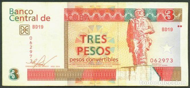 Billetes extranjeros: CUBA. 3 pesos convertibles 2016.