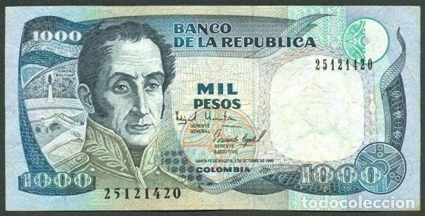 Billetes extranjeros: COLOMBIA. 1000 pesos 2.10. 1995. Pick 438. Impresora IBSFB.