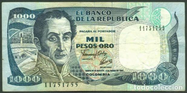 Billetes extranjeros: COLOMBIA. 1000 pesos 4.1. 1993. Pick 432A. Impresora IBSFB.