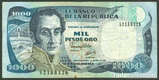 Billetes extranjeros: COLOMBIA. 1000 pesos 1.4. 1992. Pick 432A. Impresora IBSFB.