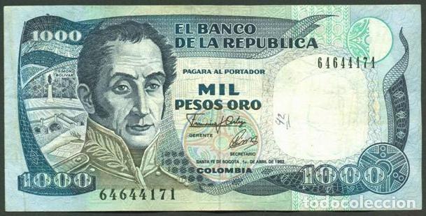 Billetes extranjeros: COLOMBIA. 1000 pesos 1.4. 1992. Pick 432A. Impresora IBSFB.