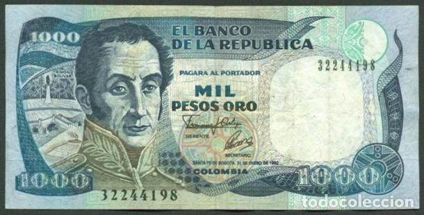 Billetes extranjeros: COLOMBIA. 1000 pesos 31.1. 1992. Pick 432A. Impresora IBSFB.