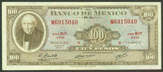 Billetes extranjeros: MEXICO. 100 pesos 18.7. 1973. Pick 61i. Serie BUY. Ver color del sello en el reverso.