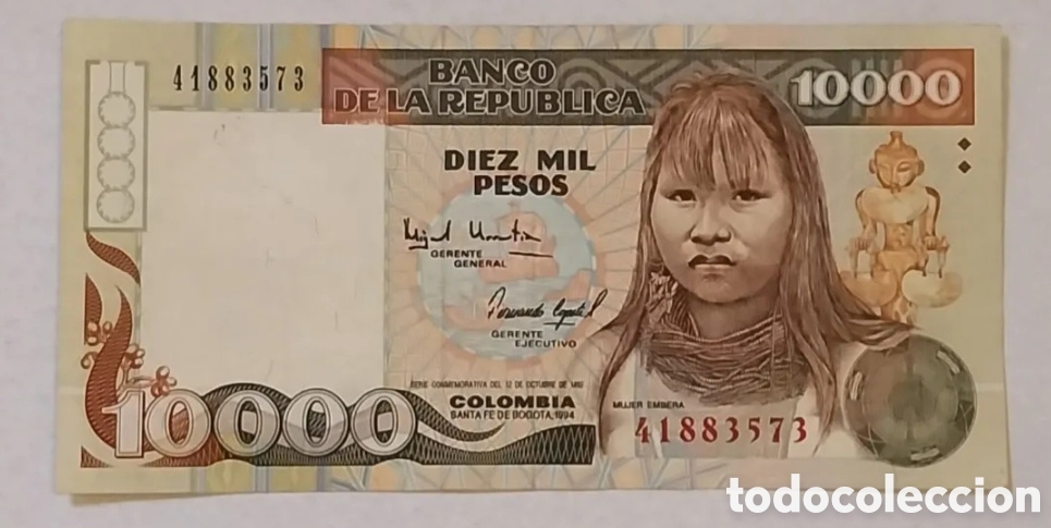 Billetes extranjeros: Billete 10000 pesos colombia 1994 original % lee descripci&oacute;n