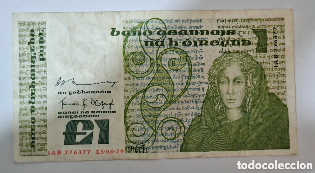 Billetes extranjeros: Billete Irlanda,1.979, 1 Libra,BC+.
