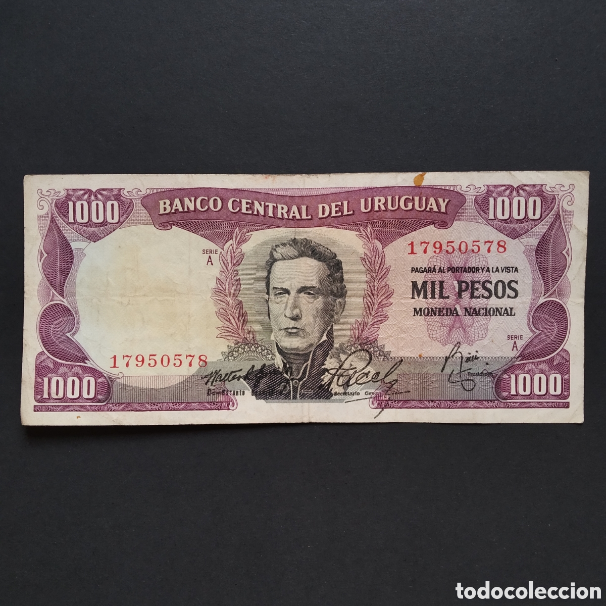 Billetes extranjeros: BILLETE - URUGUAY 1000 PESOS 1967 (SERIE A) (VER FIRMAS)