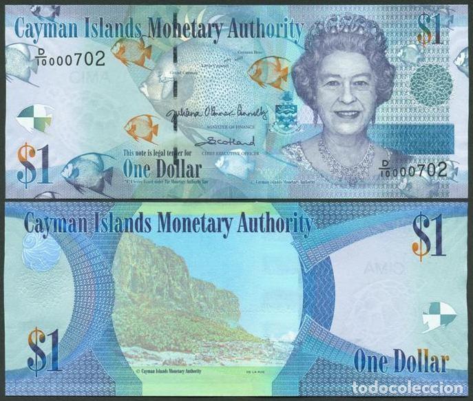 Billetes extranjeros: CAIMAN (CAYMAN) Islas. 1 $ 2024. S/C. Flora. Fauna marina. Prefijo D/10. Ver firmas.