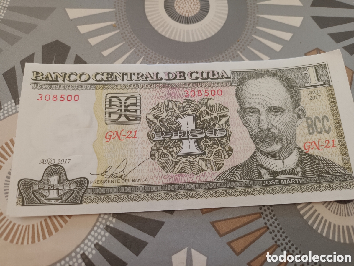Billetes extranjeros: BANCO CENTRAL DE CUBA 1 PESO A&Ntilde;O 2017