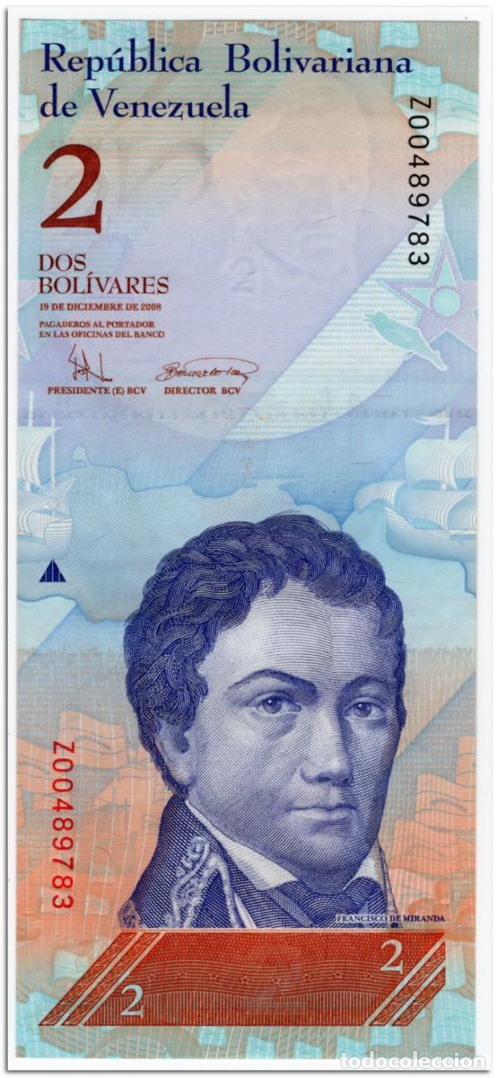 Billetes extranjeros: VENEZUELA,2 BOLIVARES,2008,P.88c Z SERIAL,REPLACEMENT,UNC