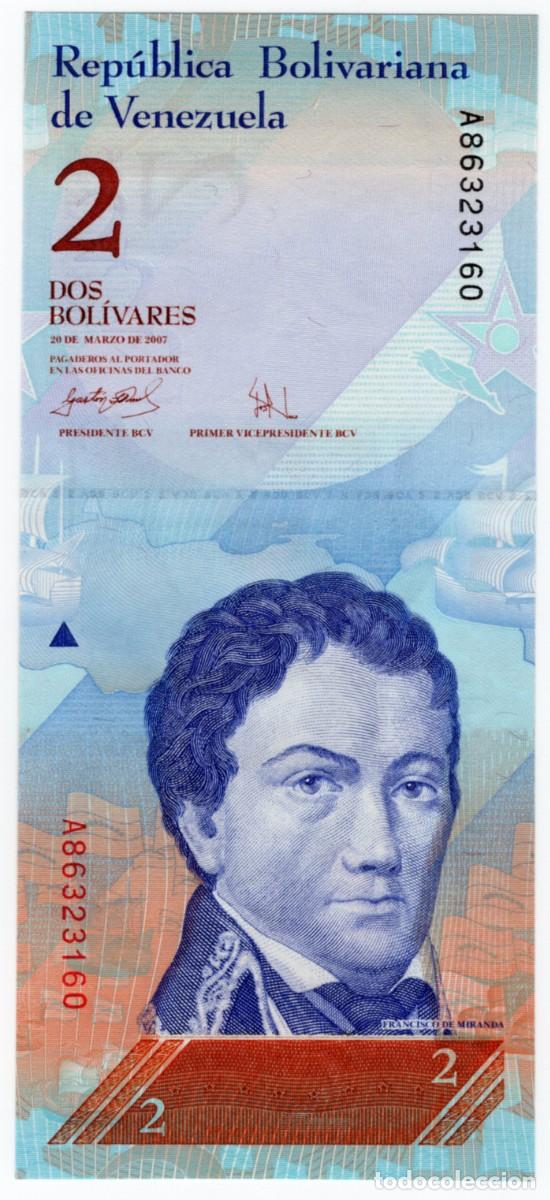 Billetes extranjeros: VENEZUELA,2 BOLIVARES,2007,P.88b,UNC