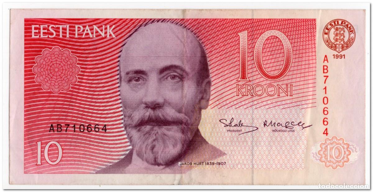 Billetes extranjeros: ESTONIA,10 KROON,1991,P.72a,VF+