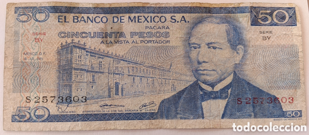 Billetes extranjeros: M&eacute;xico 1979 , 50 pesos muy buena calidad