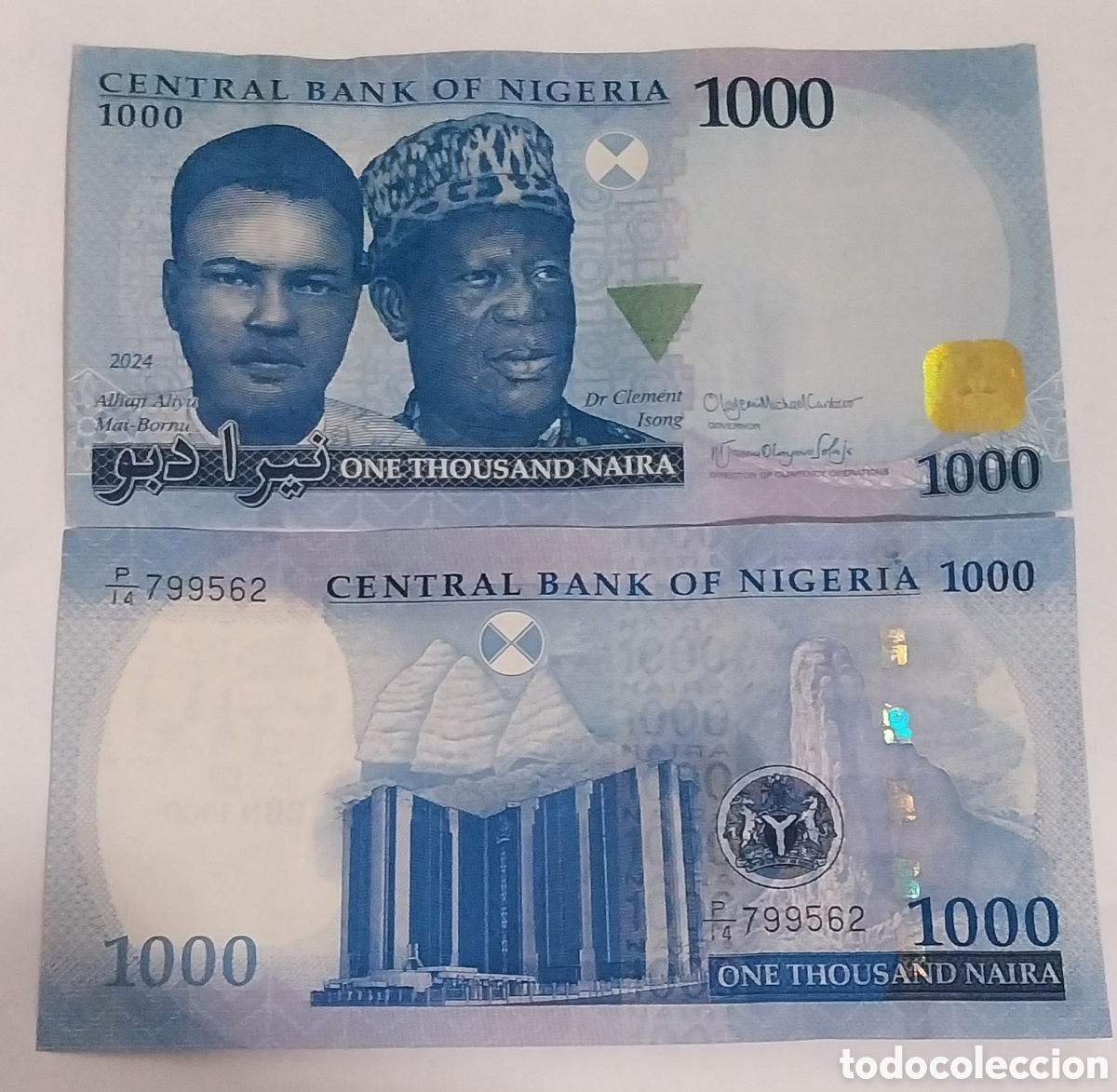 Billetes extranjeros: Billete 1000 Naira Nigeria % original lee descripci&oacute;n