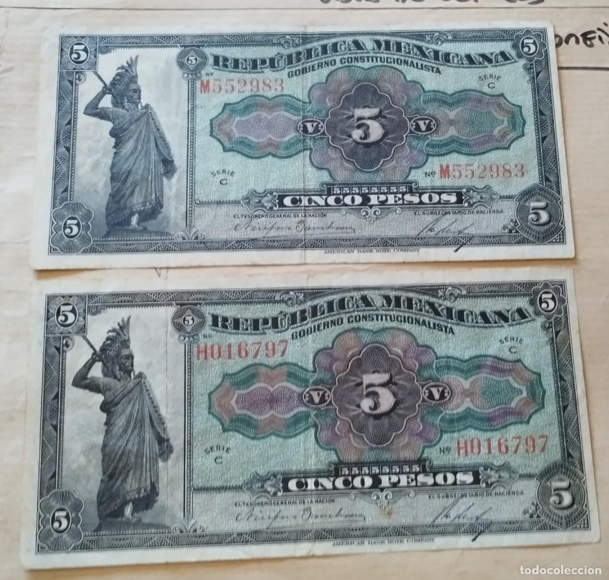 Billetes extranjeros: Billetes mejicanos dos de 1915