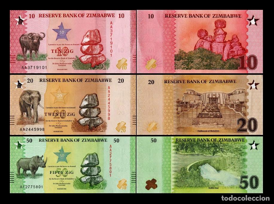 Billetes extranjeros: Zimbabwe Set 3 billetes 10 20 50 Zig 2026 Pick 115 116 117 Nuevo Sc Unc