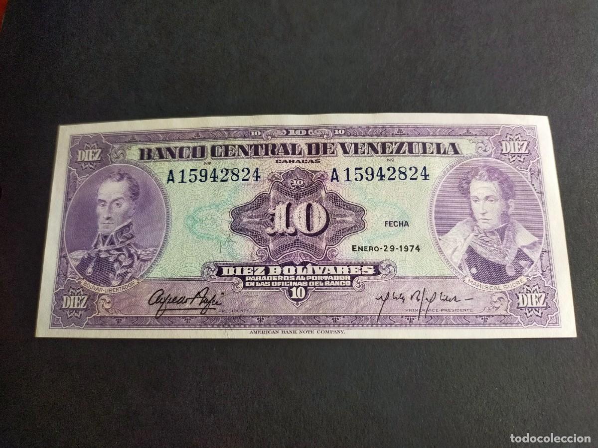 Billetes extranjeros: BILLETE DE 10 DIEZ BOLIVARES ENERO 29 1974 BANCO CENTRAL VENEZUELA EXCELENTE CONSERVACION