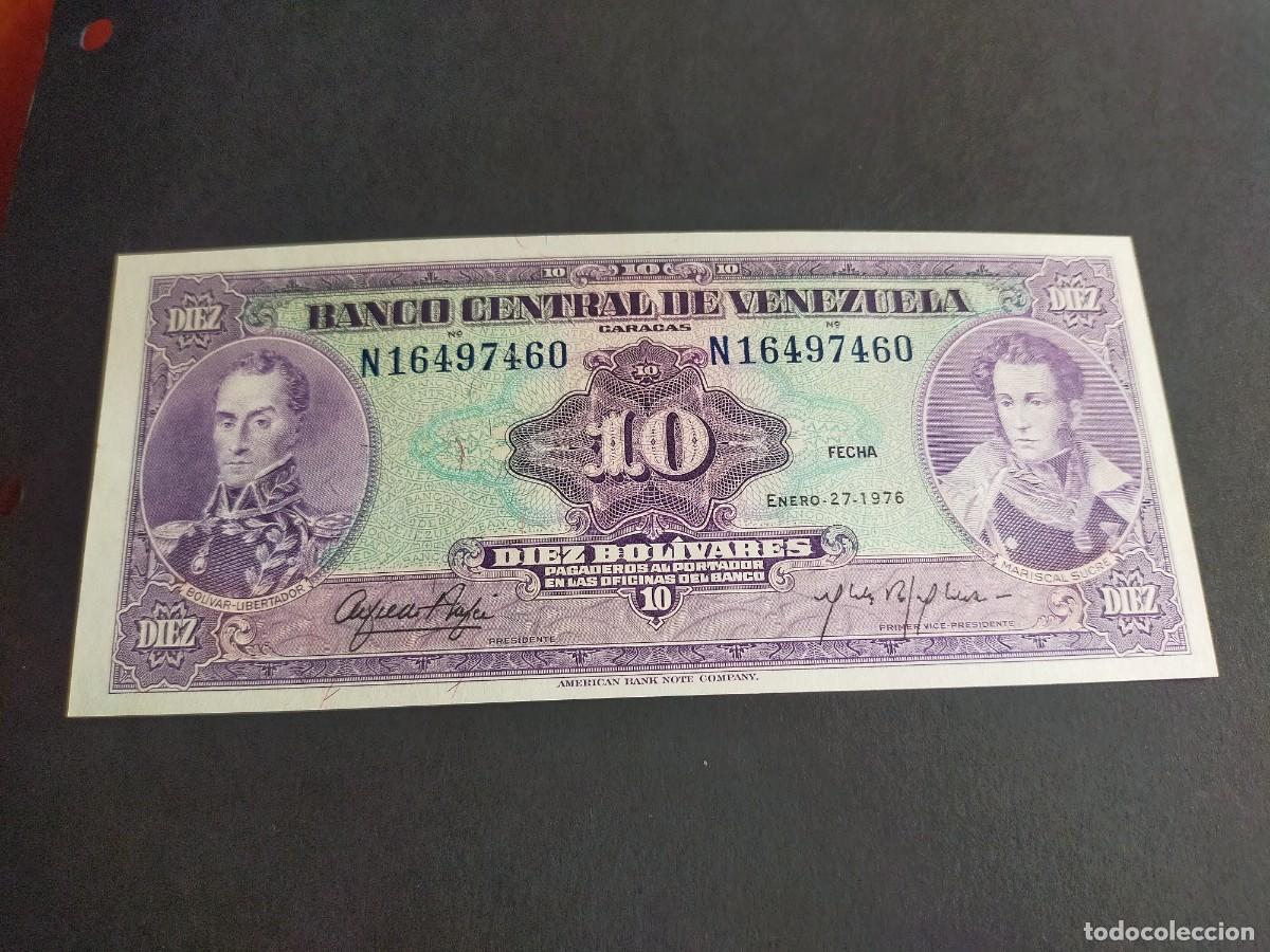 Billetes extranjeros: BILLETE DE 10 DIEZ BOLIVARES ENERO 27 1976 BANCO CENTRAL VENEZUELA EXCELENTE CONSERVACION