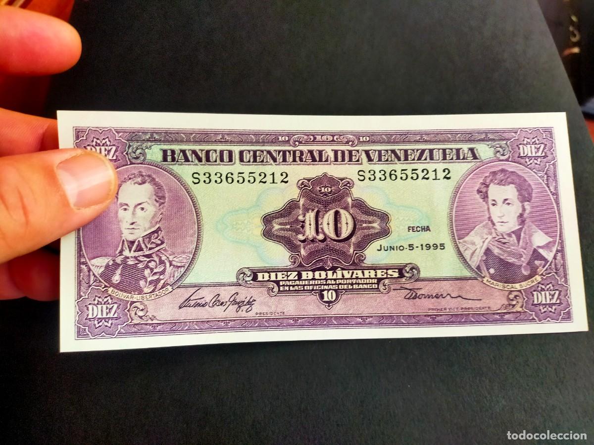 Billetes extranjeros: BILLETE DE 10 DIEZ BOLIVARES JUNIO 5 1995 BANCO CENTRAL VENEZUELA EXCELENTE CONSERVACION