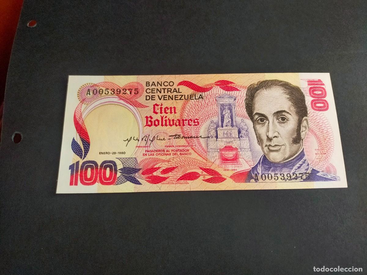 Billetes extranjeros: BILLETE DE 100 CIEN BOLIVARES ENERO 29 1980 BANCO CENTRAL VENEZUELA EXCELENTE CONSERVACION