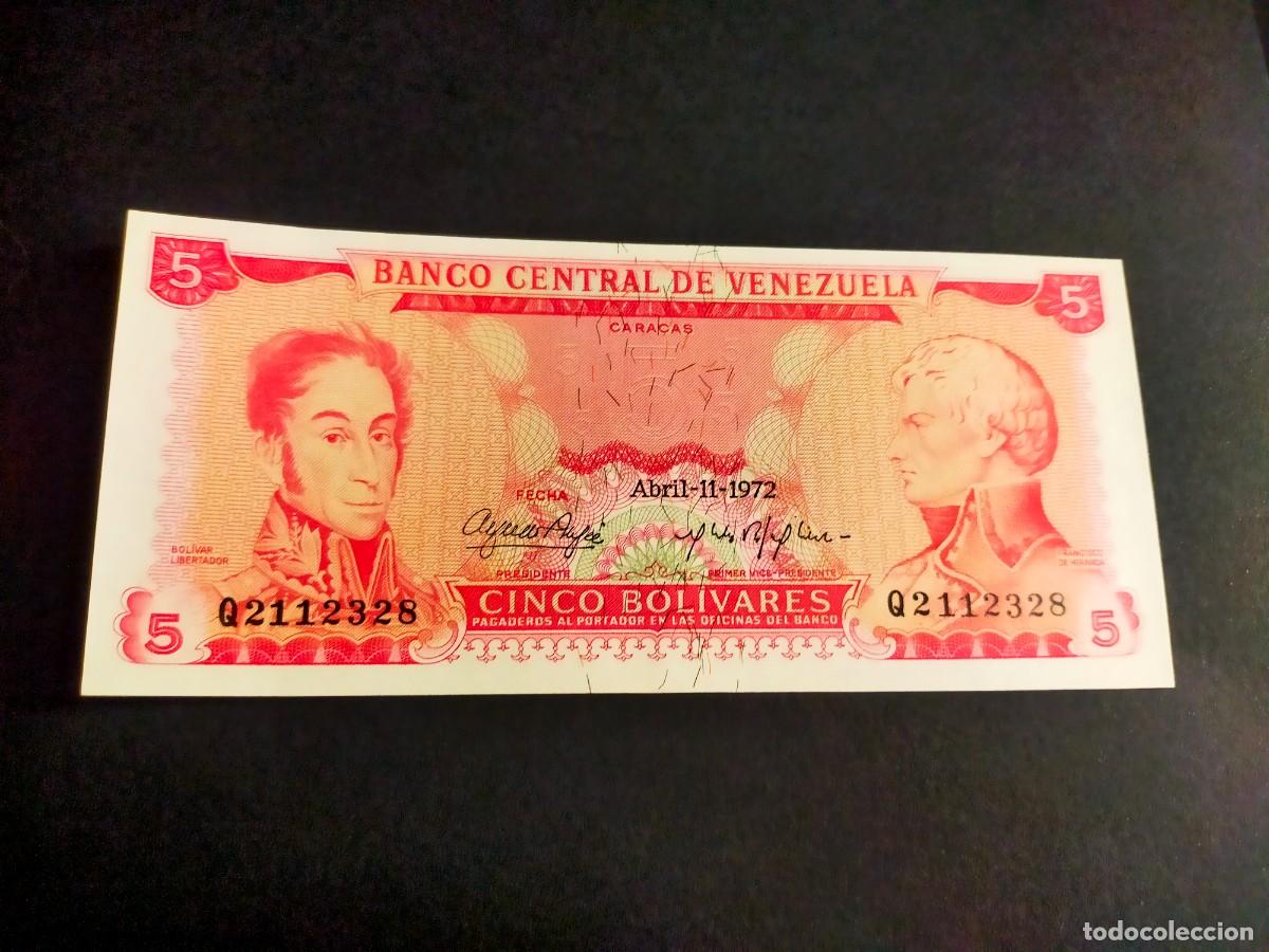 Billetes extranjeros: BILLETE DE 5 CINCO BOLIVARES ABRIL 11 1972 BANCO CENTRAL VENEZUELA EXCELENTE CONSERVACION