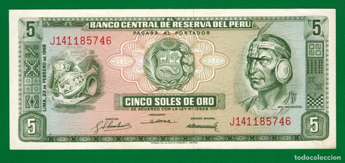 Billetes extranjeros: Billete de Per&uacute; 5 Soles de Oro 23/02/1968 - XF