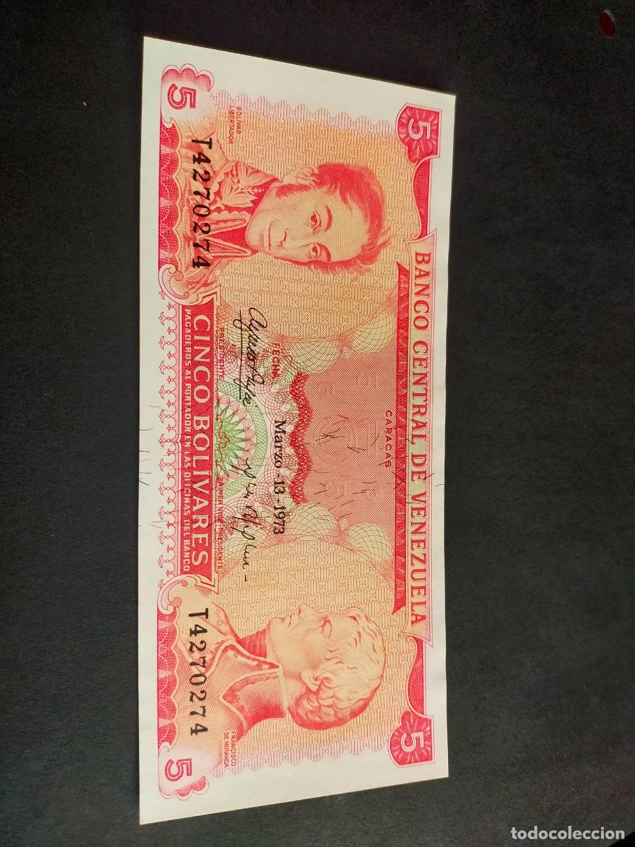 Billetes extranjeros: BILLETE DE 5 CINCO BOLIVARES MARZO 13 1973 BANCO CENTRAL VENEZUELA EXCELENTE CONSERVACION