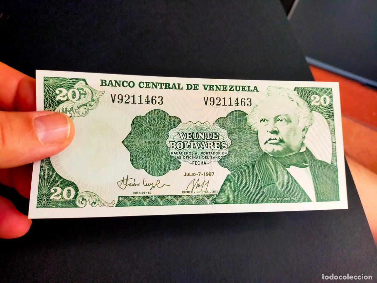 Billetes extranjeros: BILLETE DE 20 VEINTE BOLIVARES JULIO 7 1987 BANCO CENTRAL VENEZUELA EXCELENTE CONSERVACION