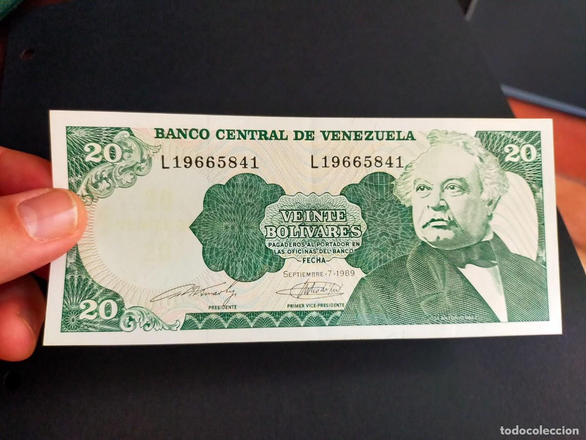 Billetes extranjeros: BILLETE DE 20 VEINTE BOLIVARES SEPTIEMBRE 7 1989 BANCO CENTRAL VENEZUELA EXCELENTE CONSERVACION