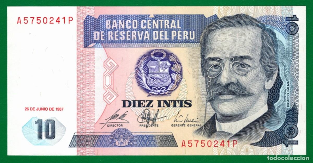 Billetes extranjeros: Billete Per&uacute; 10 Intis 26/06/87 UNC - Foto 1