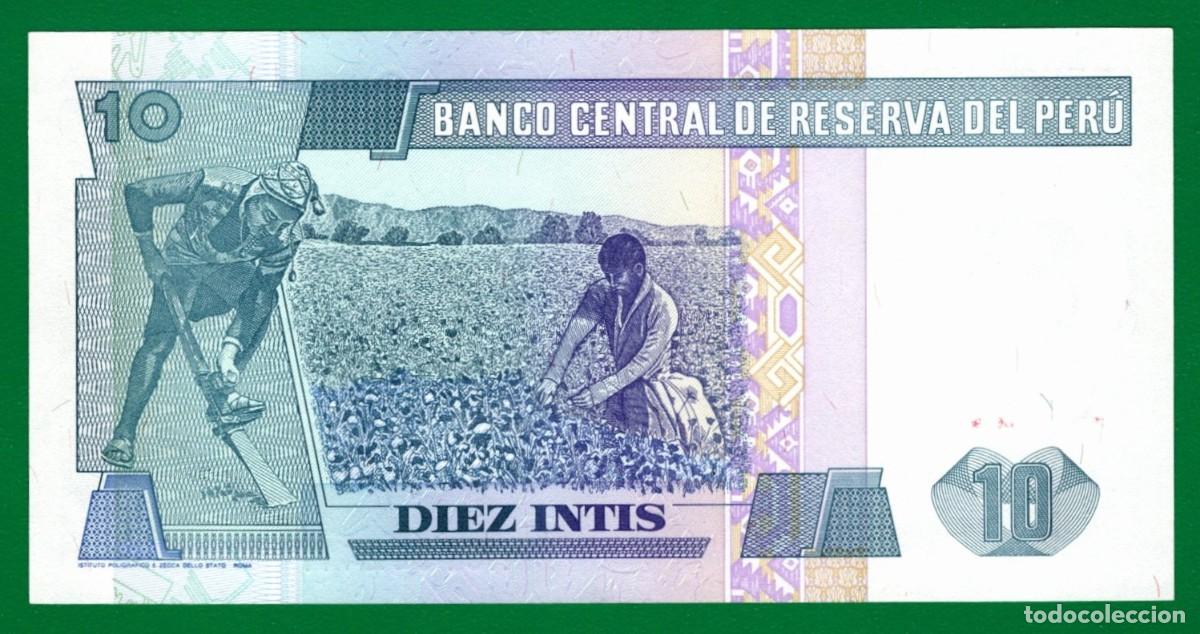 Billetes extranjeros: Billete Per&uacute; 10 Intis 26/06/87 UNC - Foto 2
