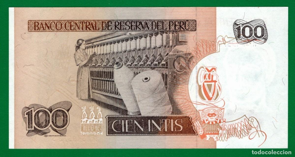 Billetes extranjeros: Billete Per&uacute; 100 Intis 06/03/86 UNC - Foto 2