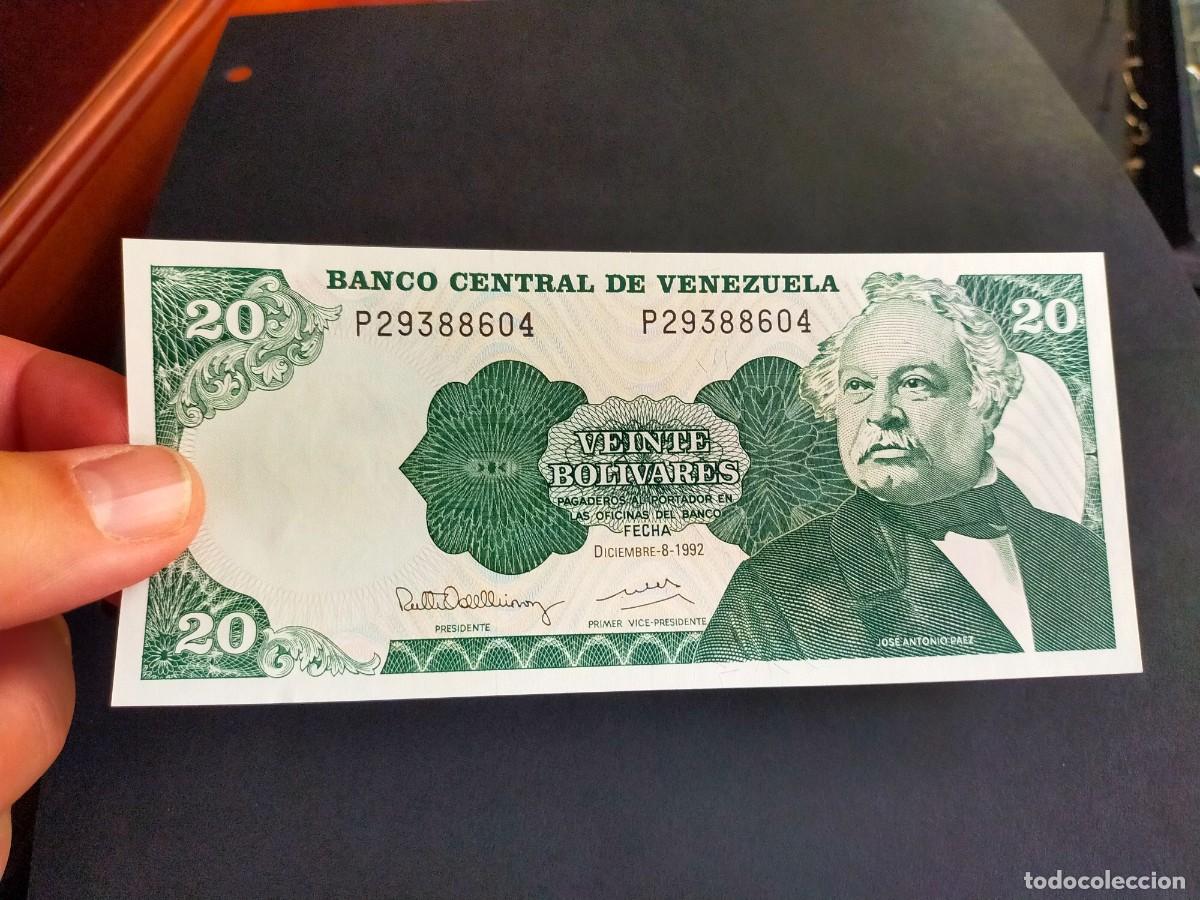 Billetes extranjeros: BILLETE DE 20 VEINTE BOLIVARES DICIEMBRE 8 1992 BANCO CENTRAL VENEZUELA EXCELENTE CONSERVACION