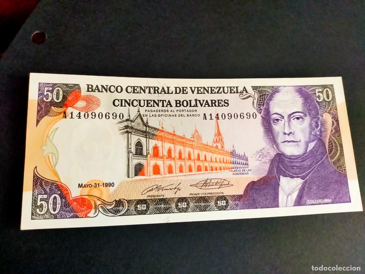 Billetes extranjeros: BILLETE DE 50 CINCUENTA BOLIVARES MAYO 31 1990 BANCO CENTRAL VENEZUELA EXCELENTE CONSERVACION