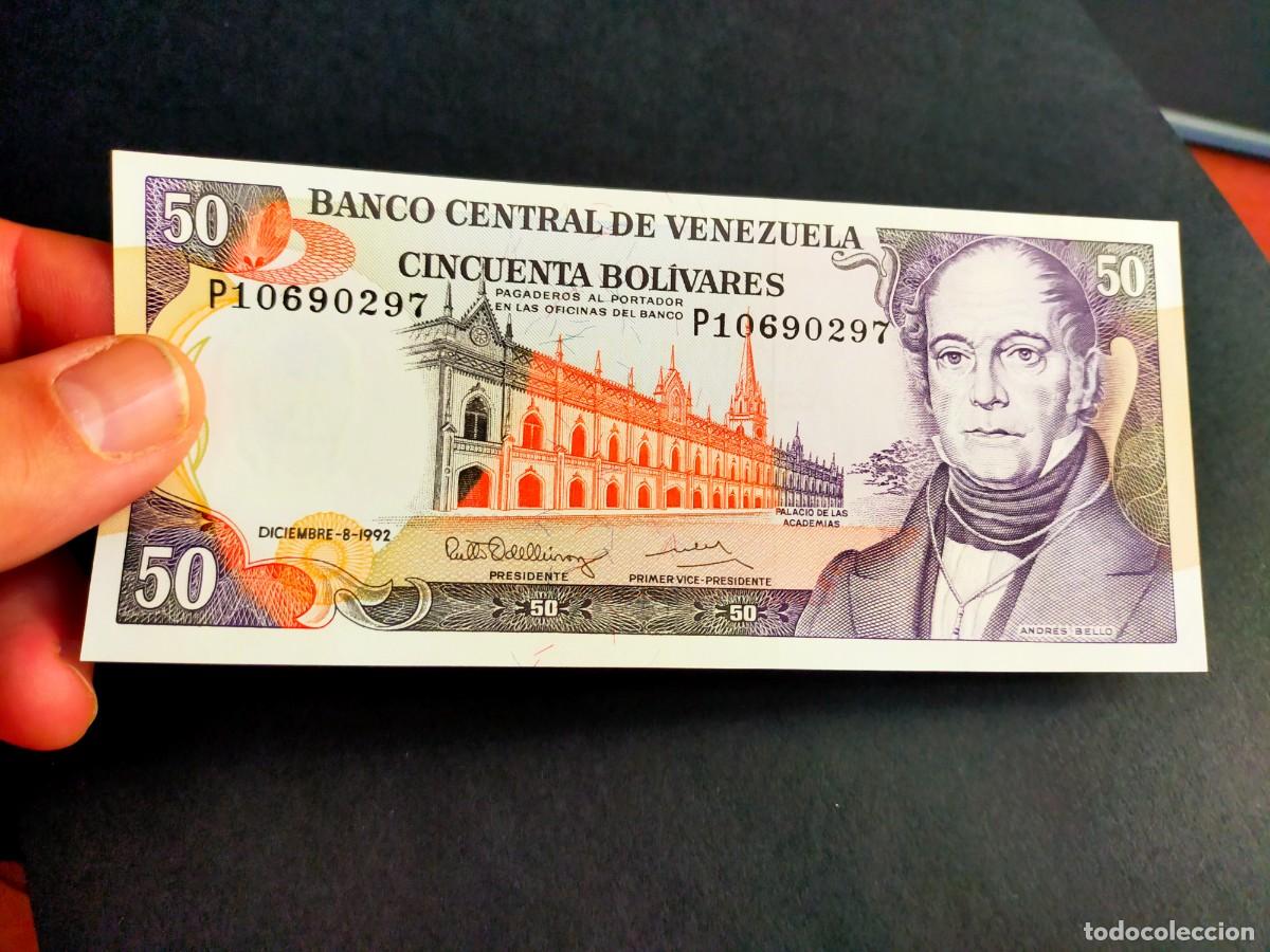 Billetes extranjeros: BILLETE DE 50 CINCUENTA BOLIVARES DICIEMBRE 8 1992 BANCO CENTRAL VENEZUELA EXCELENTE CONSERVACION