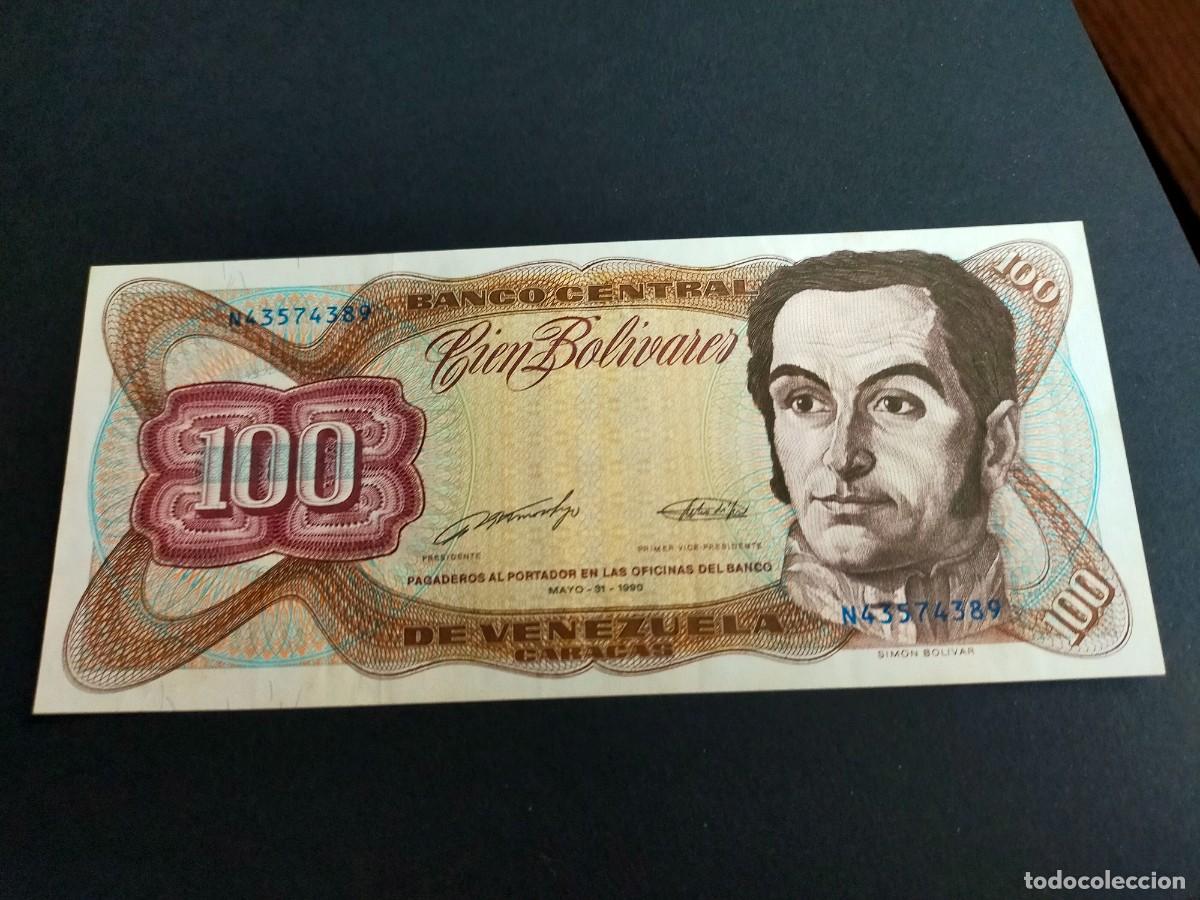Billetes extranjeros: BILLETE DE 100 CIEN BOLIVARES MAYO 31 1990 BANCO CENTRAL VENEZUELA EXCELENTE CONSERVACION