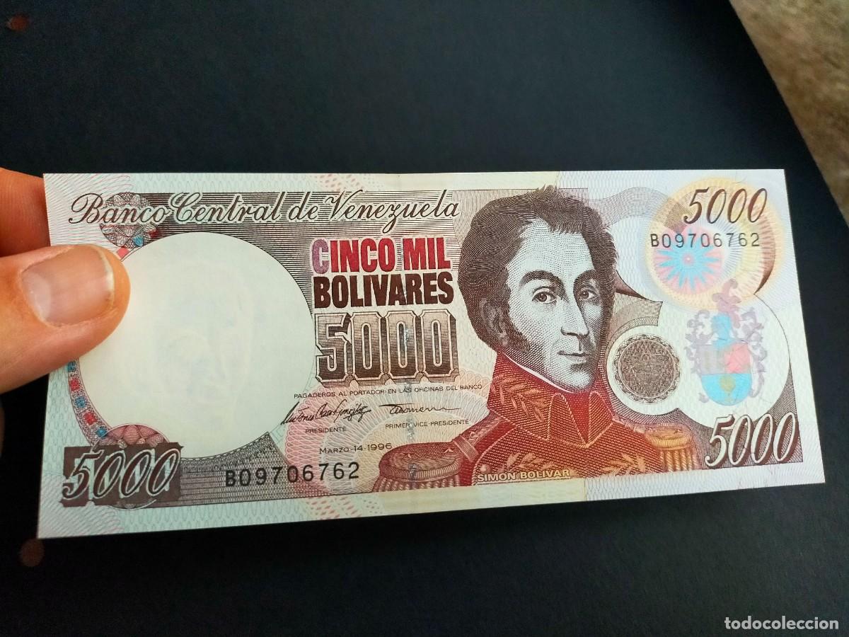 Billetes extranjeros: BILLETE DE 5000 CINCO MIL BOLIVARES MARZO 14 1996 BANCO CENTRAL VENEZUELA EXCELENTE CONSERVACION