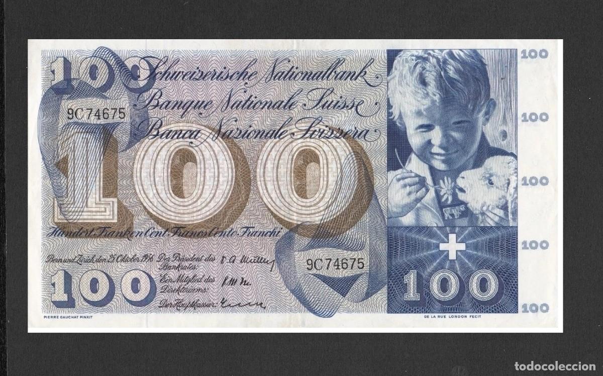 Billetes extranjeros: SUIZA 100 FRANCOS 1956 EBC