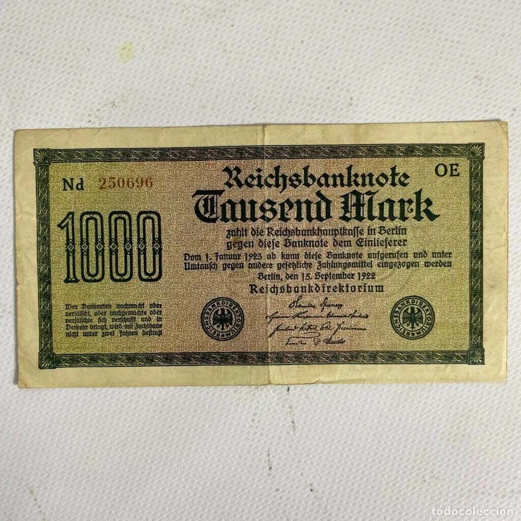 Billetes extranjeros: Billete 1000 marcos 1922