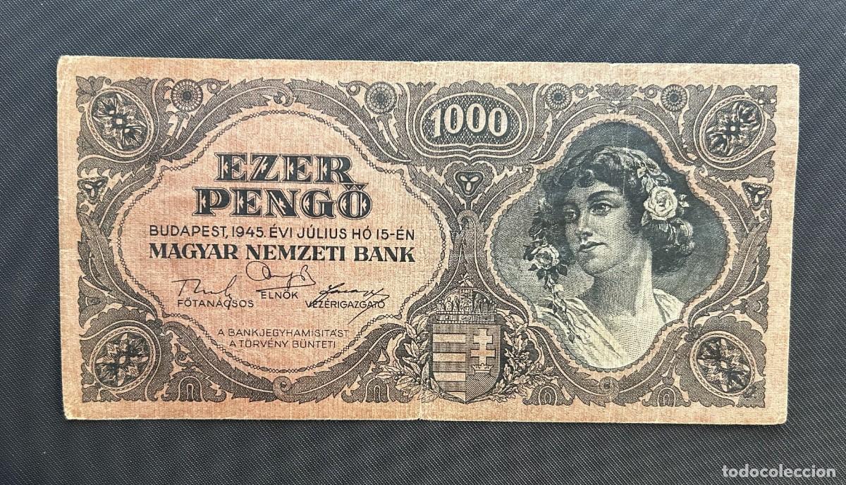 Billetes extranjeros: 1000 PENGO 1945 HUNGRIA. P #118A
