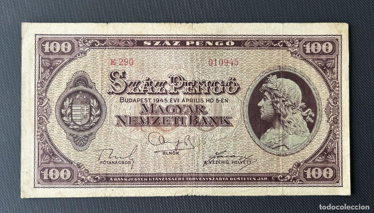 Billetes extranjeros: 100 PENGO 1945 HUNGRIA. P #111B