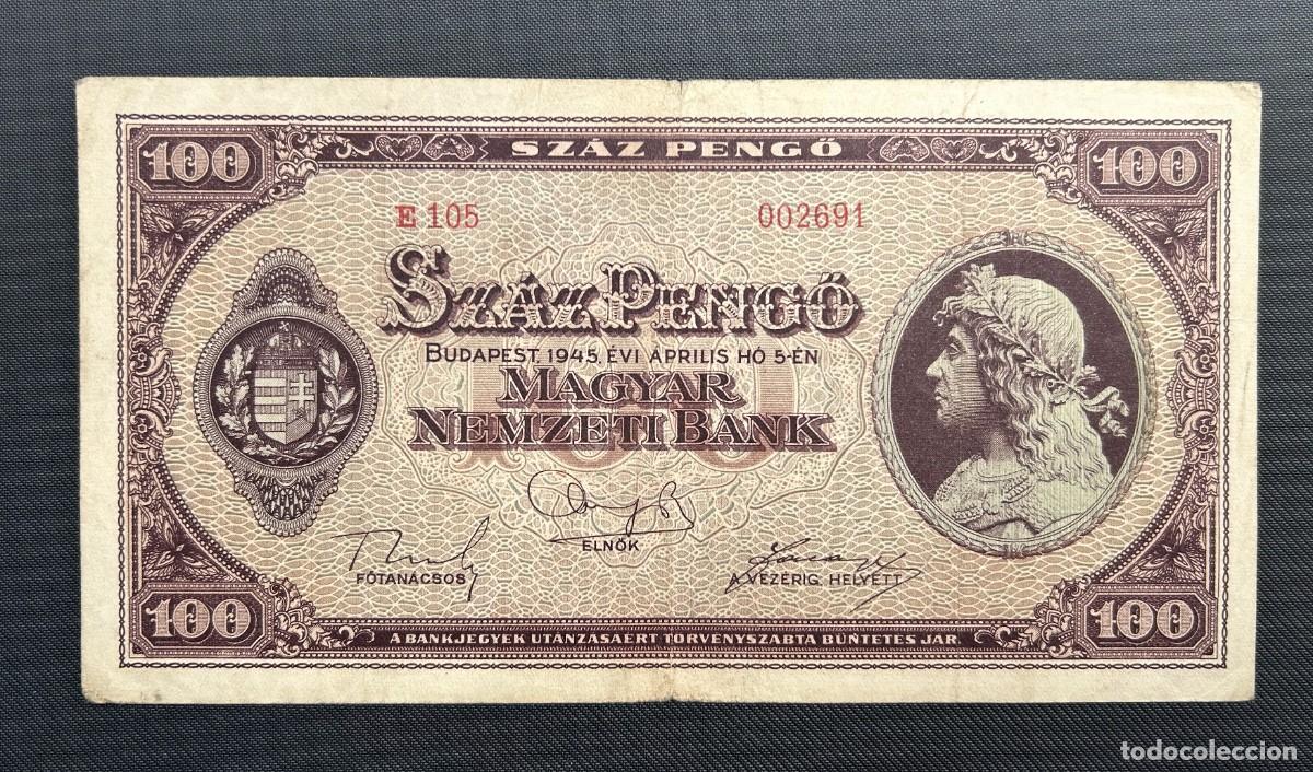 Billetes extranjeros: 100 PENGO 1945 HUNGRIA. P #111B