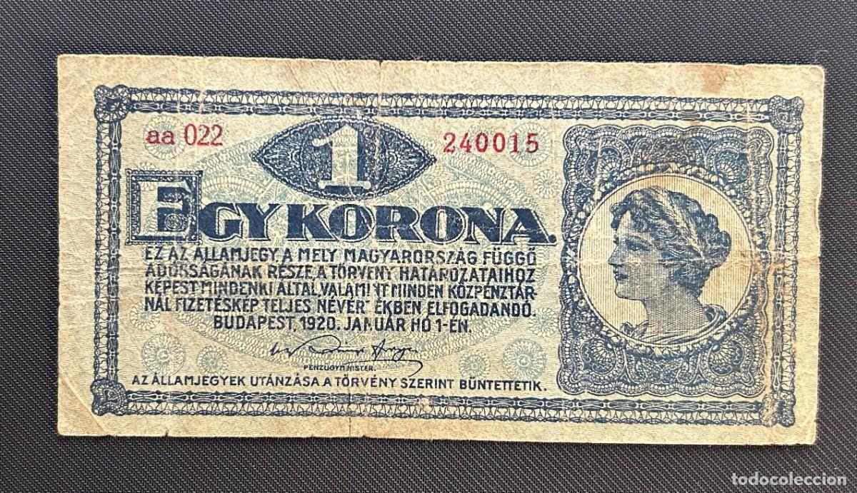 Billetes extranjeros: 1 CORONA 1920 HUNGRIA. P #57