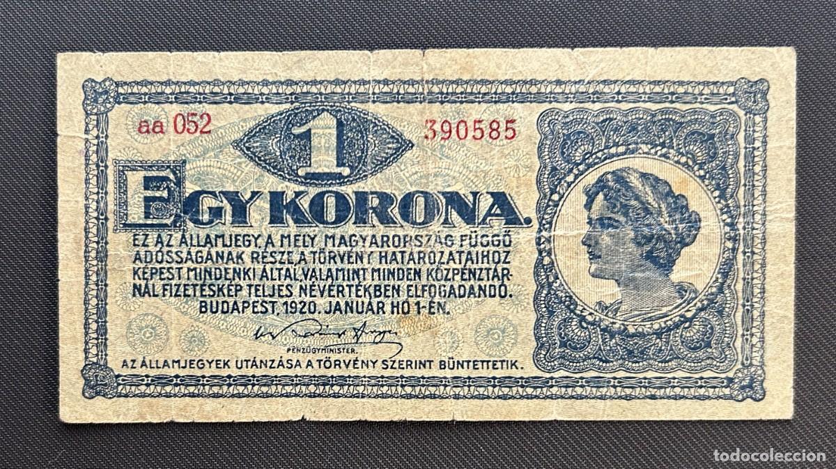 Billetes extranjeros: 1 CORONA 1920 HUNGRIA. P #57