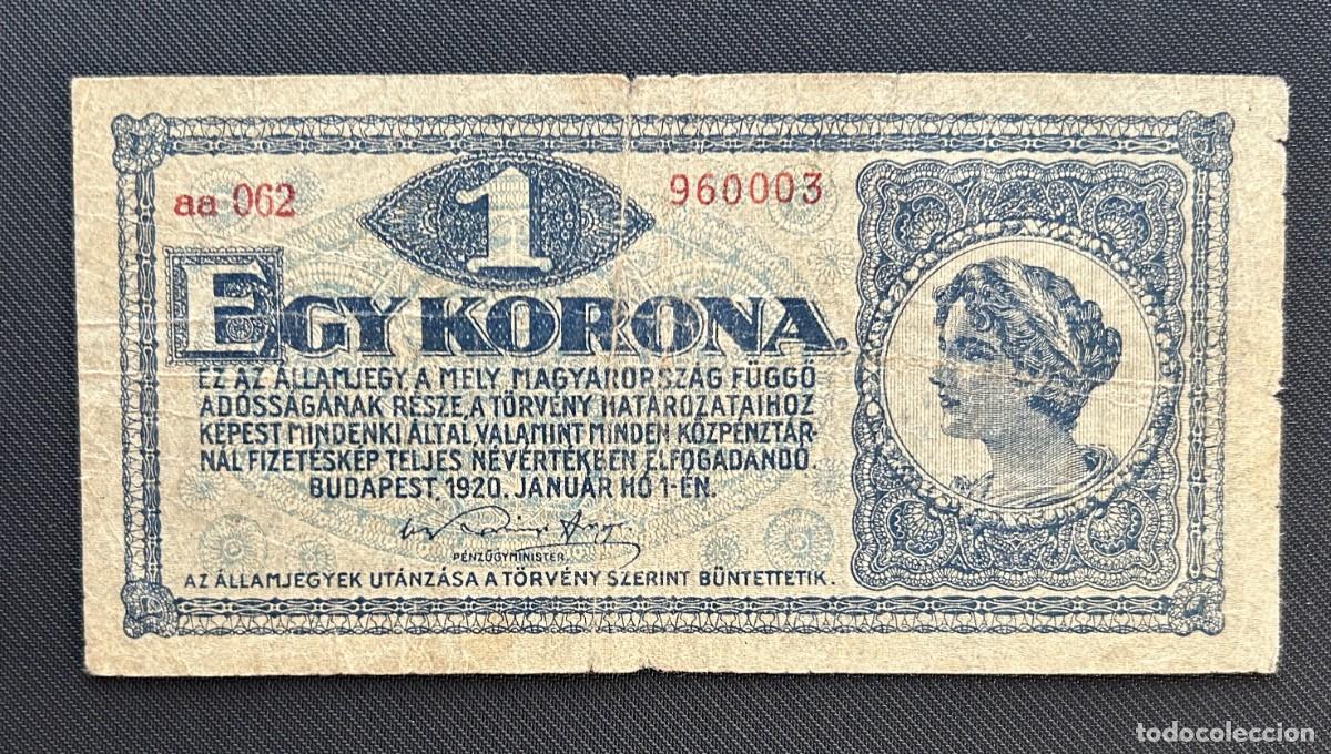 Billetes extranjeros: 1 CORONA 1920 HUNGRIA. P #57