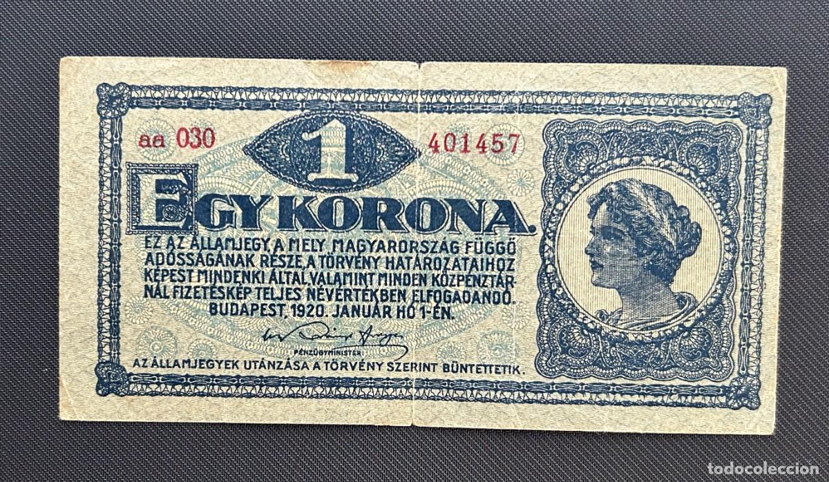 Billetes extranjeros: 1 CORONA 1920 HUNGRIA. P #57