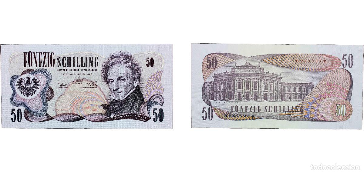 Billetes extranjeros: Austria Second Republic 1970 50 Schilling (Ferdinand Raimund; first issue) Paper UNC KK Banknoten